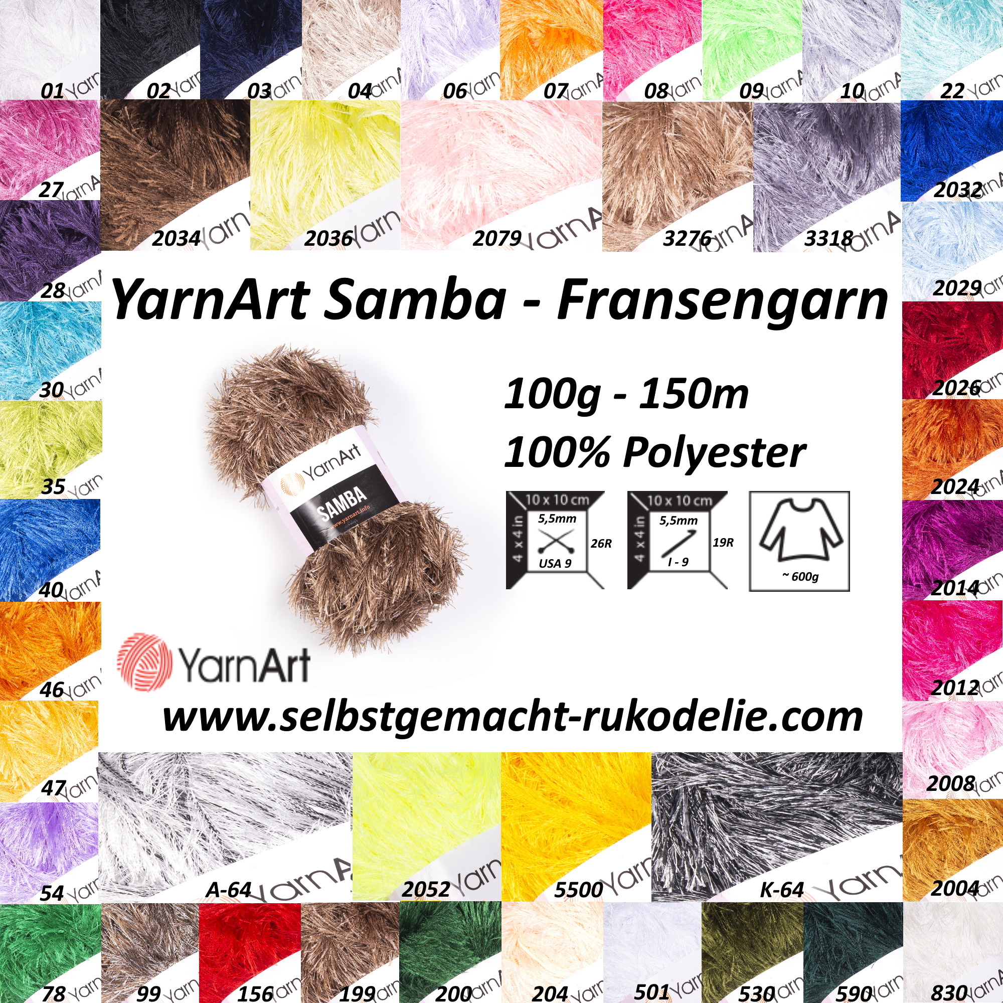 YarnArt Samba, 100g-150m, Fransengarn, Fellgarn, Amigurumi geeignet